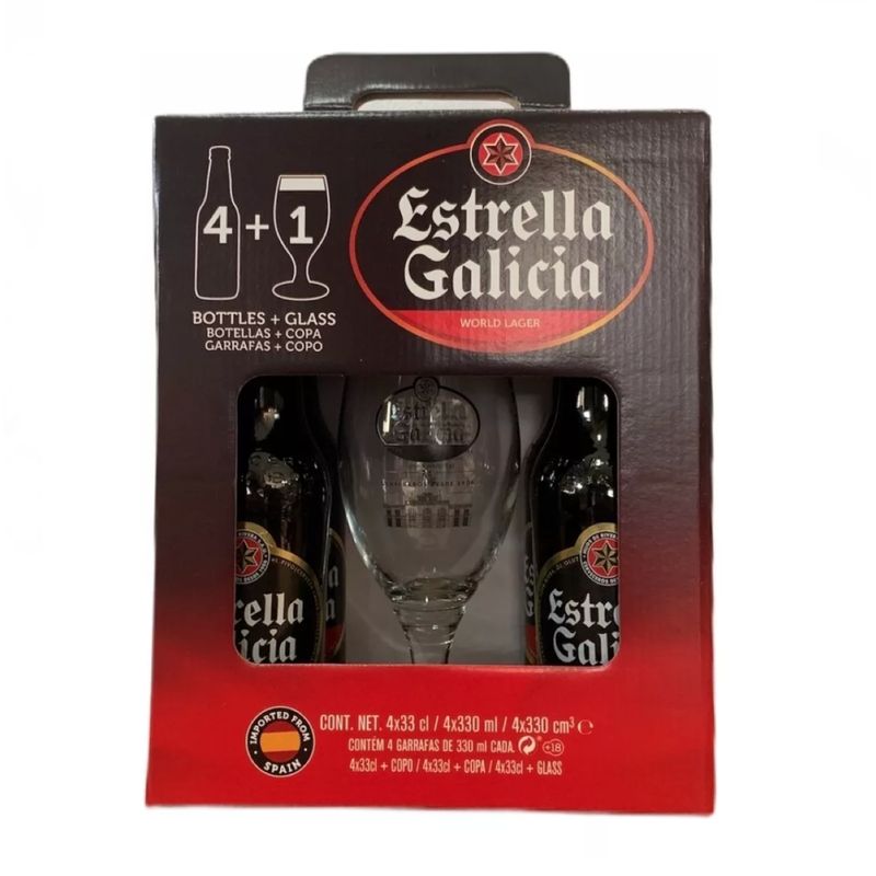 GENERICO - Estuche De Cerveza Española Estrella Galicia + Copa