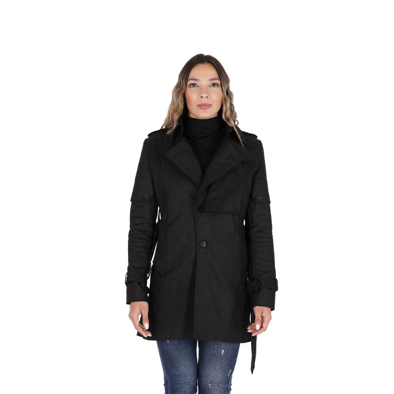 LA CHAQUETERIA - Abrigo en Paño Negro Dakota_.