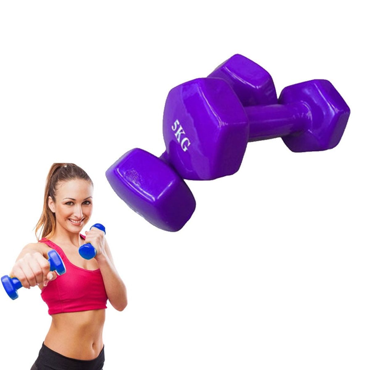 GENERICO - Kit Par De Mancuernas Hexagonales De 5 Kilos Encauchadas