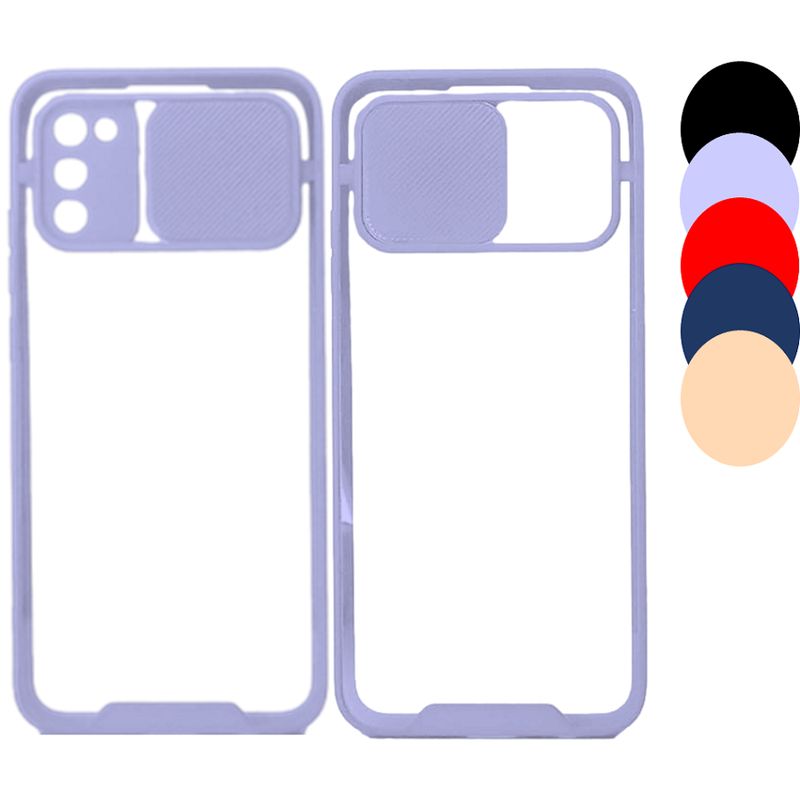 GENERICO - Estuche Case Slider Transparente Compatible Con Samsung A02S Lila