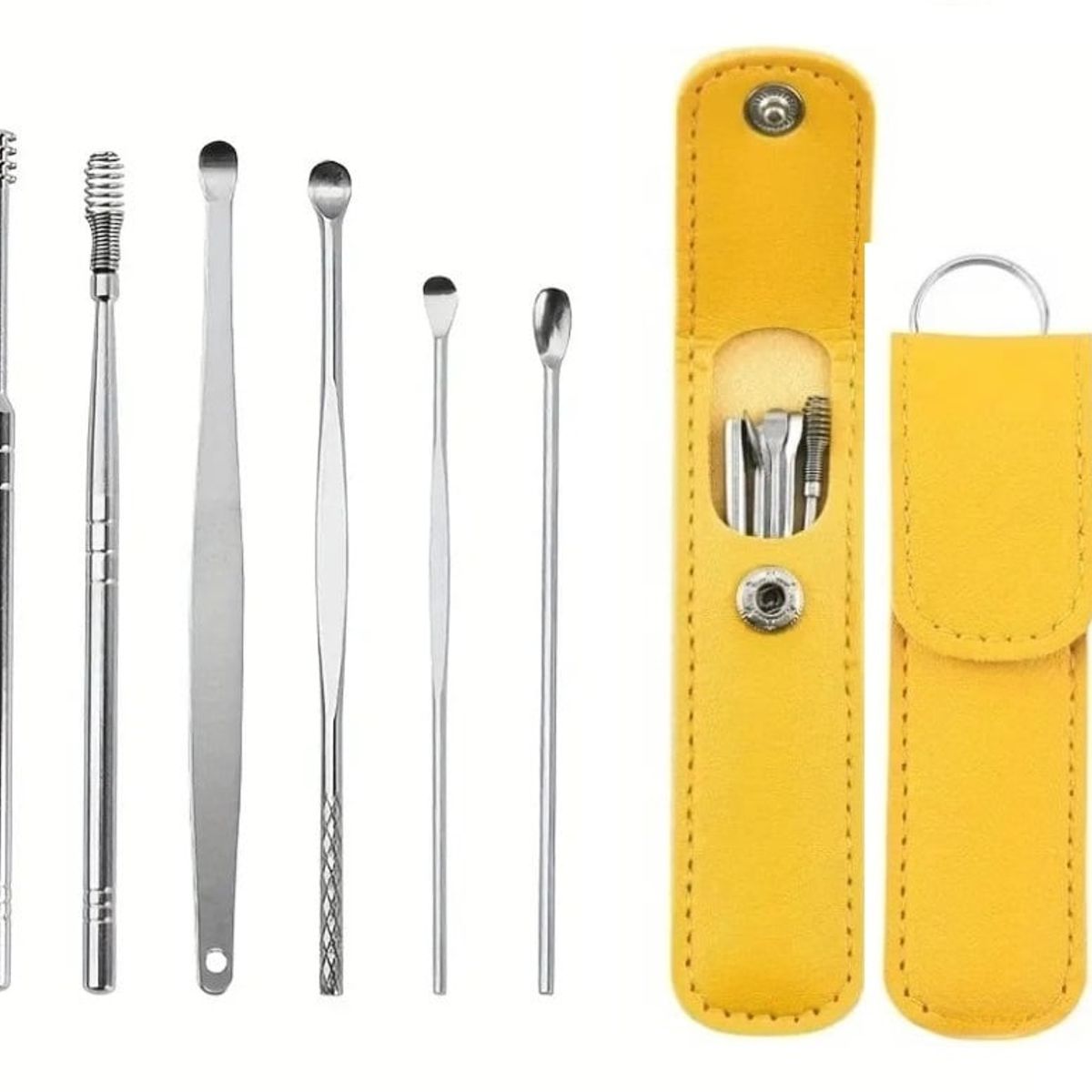 GENERICO - Kit Limpieza Cera De Oídos Acero Inoxidable X 6 Unds
