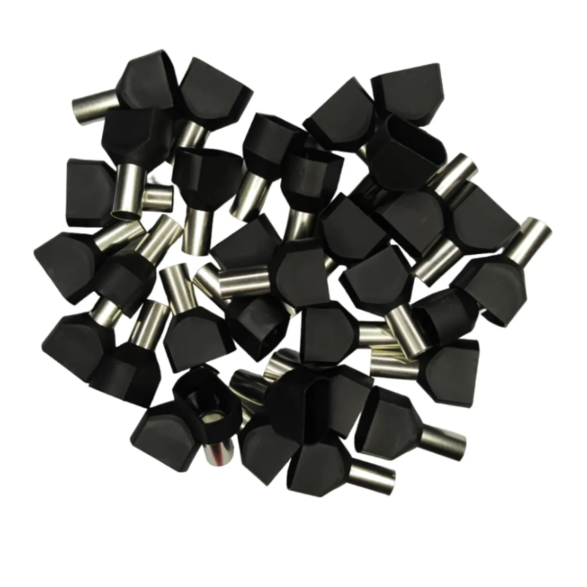 GENERICO - 100pcs Terminal doble Pin Tubular Cable 2x6AWG TE1614 NEGRO