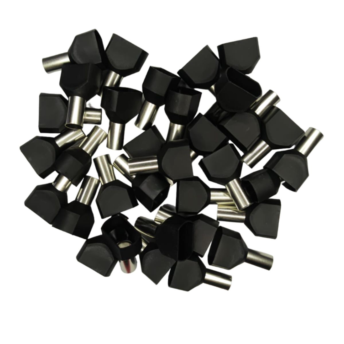 GENERICO - 100pcs Terminal doble Pin Tubular Cable 2x6AWG TE1614 NEGRO