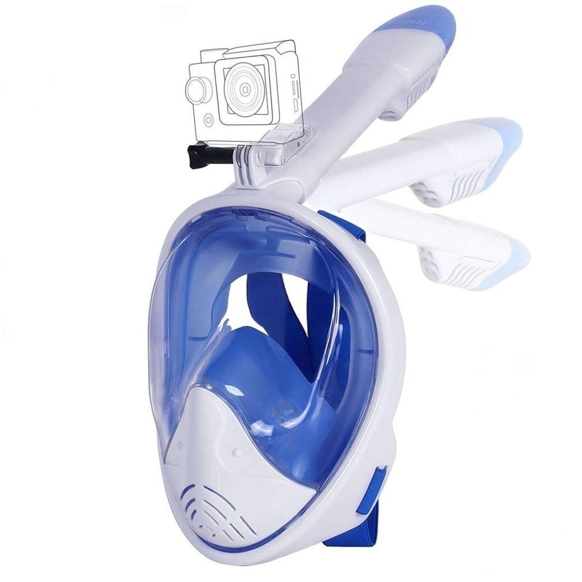 GENERICO - Mascara Buceo Careta Snorkel Full Face Soporte Cámara Gopro