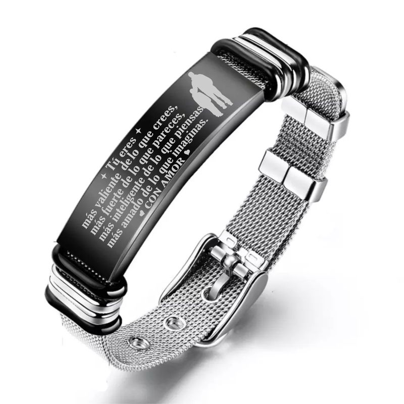 LASER - Pulsera En Acero Inoxidable Mensaje Grabado En Láser