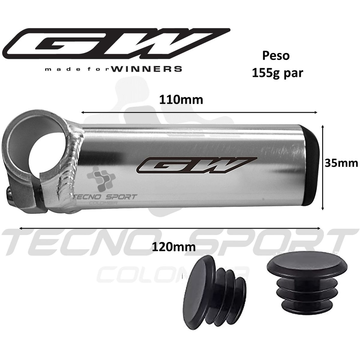 GW - Cachos Extencion De Manubrio Gw Para Bicicleta Mtb