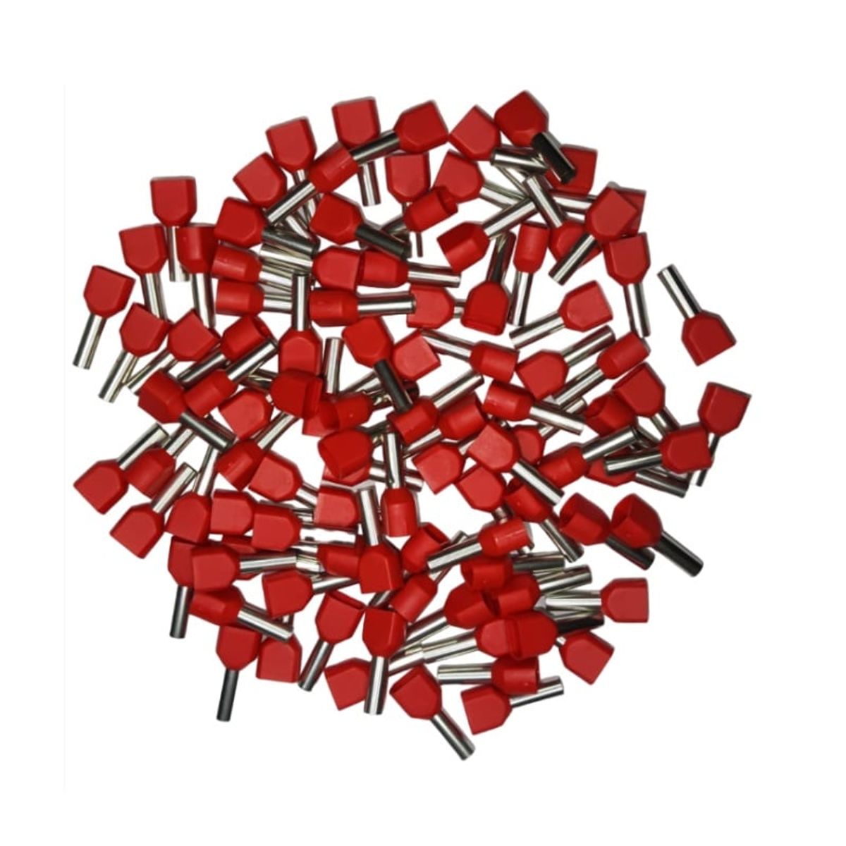 GENERICO - 100pcs Terminal doble Pin Tubular Cable 2x12AWG TE4012 ROJO