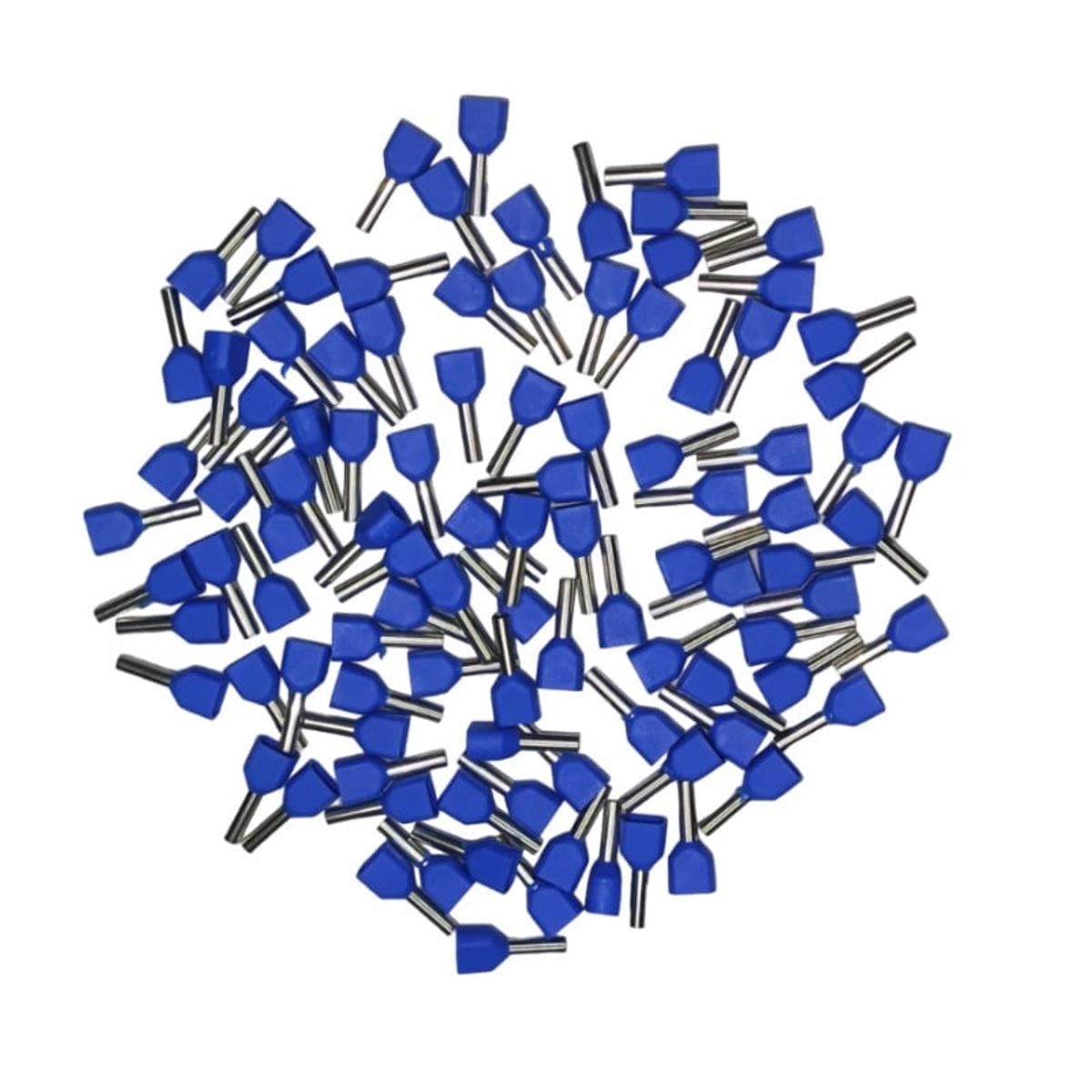 GENERICO - 100pcs Terminal doble Pin Tubular Cable 2x16AWG TE1508 AZUL