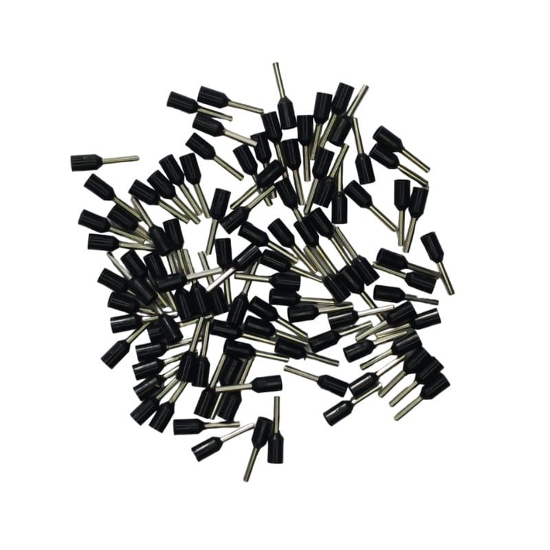 GENERICO - 100pcs Terminal Pin Tubular Cable Calibre 22AWG E0508 NEGRO