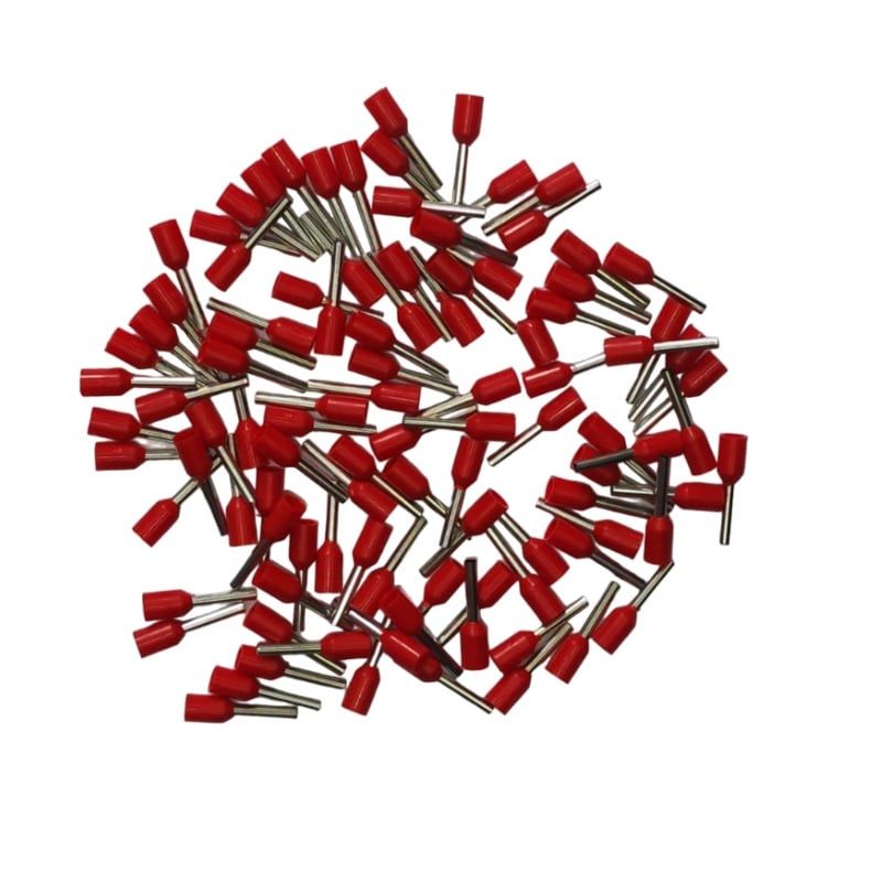 GENERICO - 100pcs Terminal Pin Tubular Cable Calibre 20AWG E7508 ROJO
