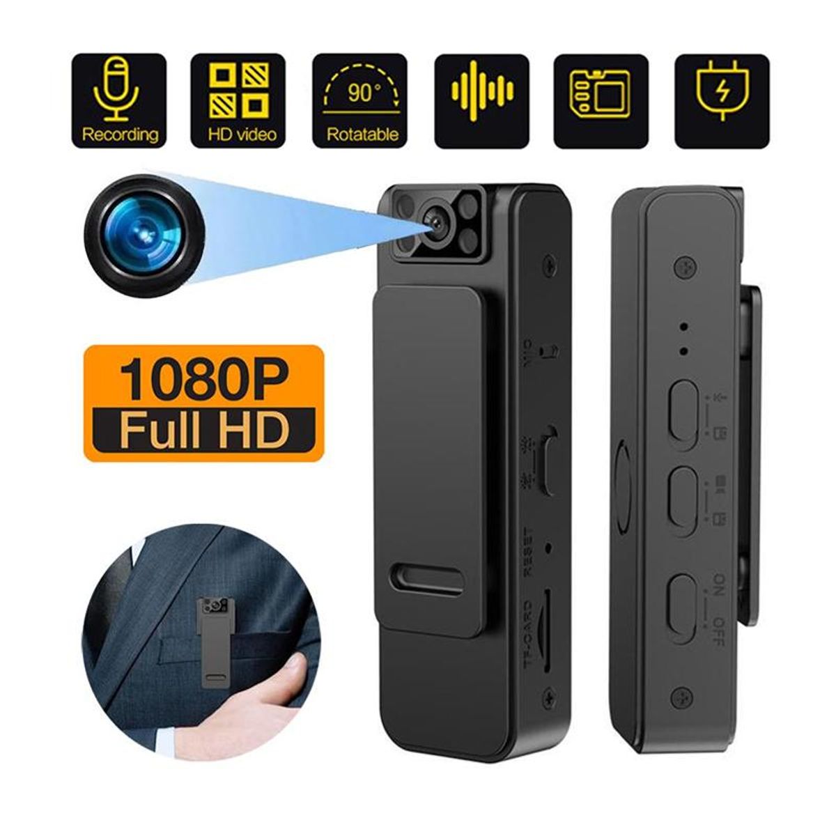 GENERICO - Camara Corporal Tipo clip wifi hd