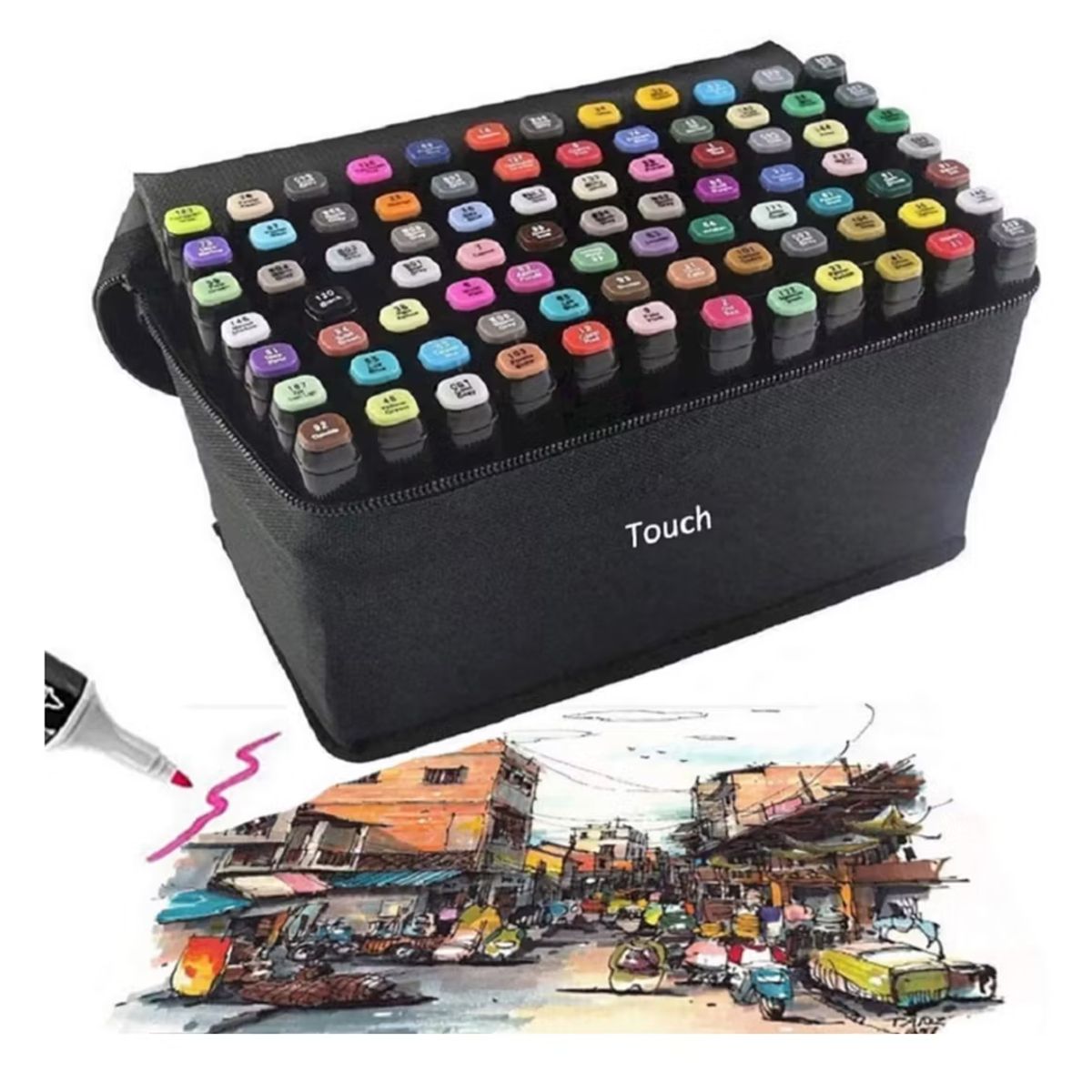 GENERICO - Set de 80 Marcadores de Doble Punta Touch -Colores Vibrantes