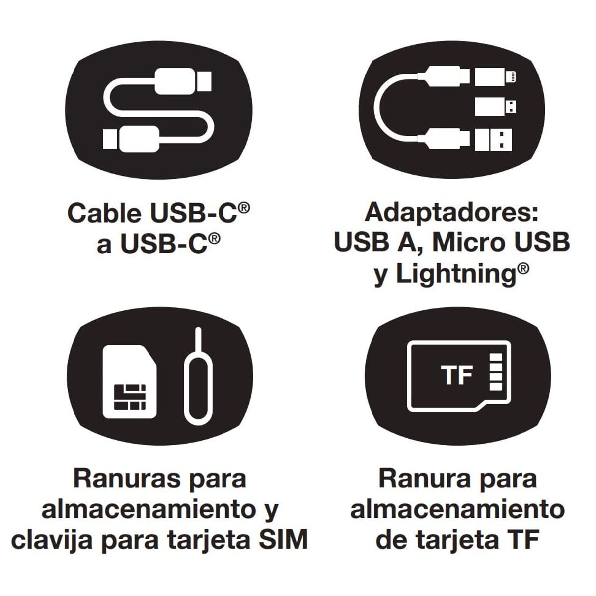 XTECH - Estuche Multifuncional Cable USB-C + Adaptador USB Micro USB Lightning