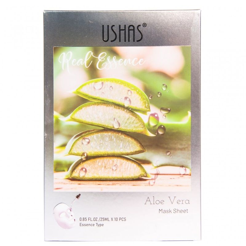 USHAS - MASCARILLAS VELO ALOE VERA X 10PCS HIDRATACION Y REJUVENECIMIENTO