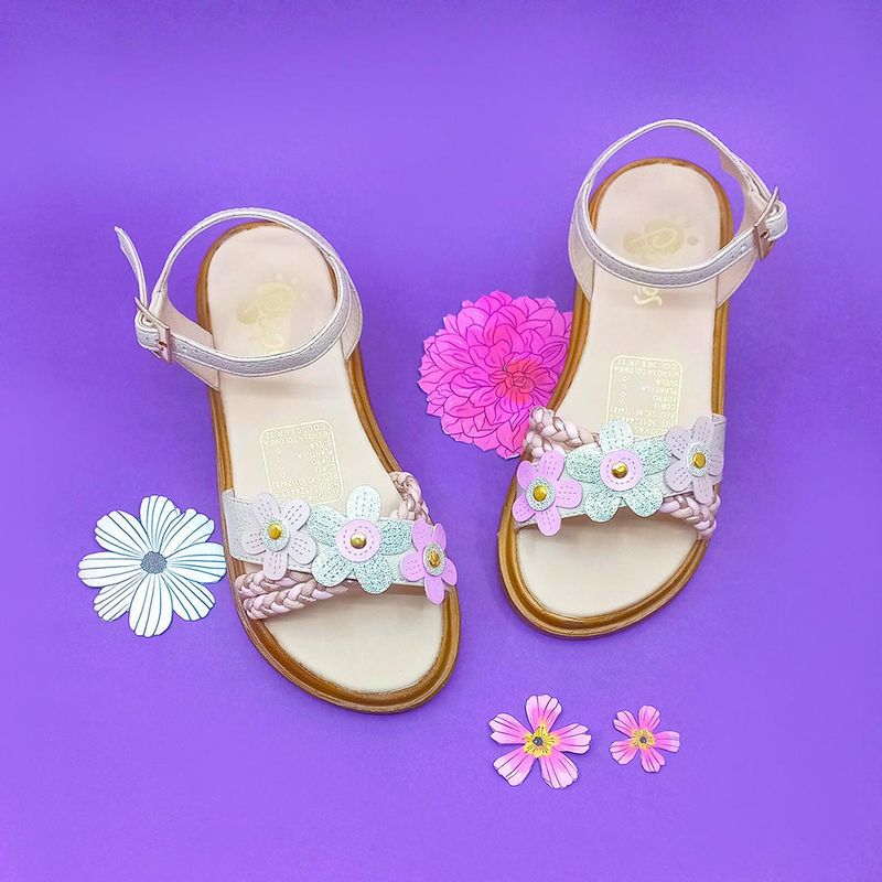 PAPOS - Sandalias para Niñas Flores del Jardin Teen