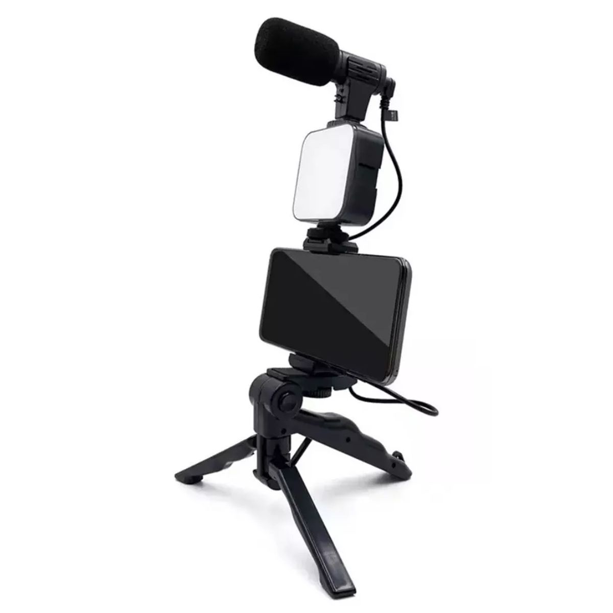 GENERICO - Kit de Video Portátil con Micrófono Lámpara LED y Trípode