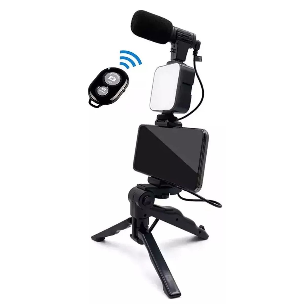 GENERICO - Kit de Video Portátil con Micrófono Lámpara LED y Trípode