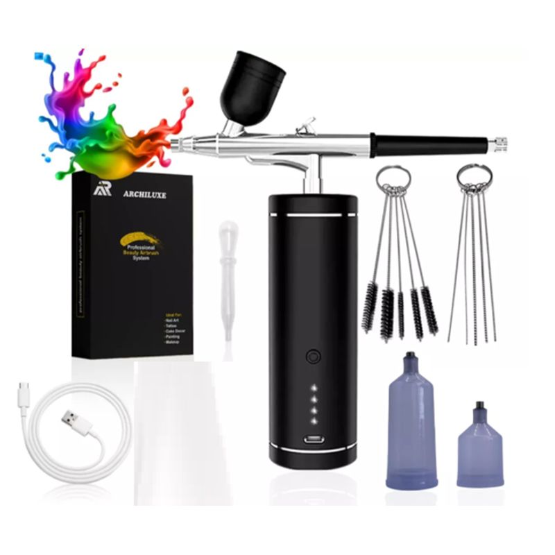 GENERICO - Kit De Aerógrafo Inalámbrico Rosado Con Compresor