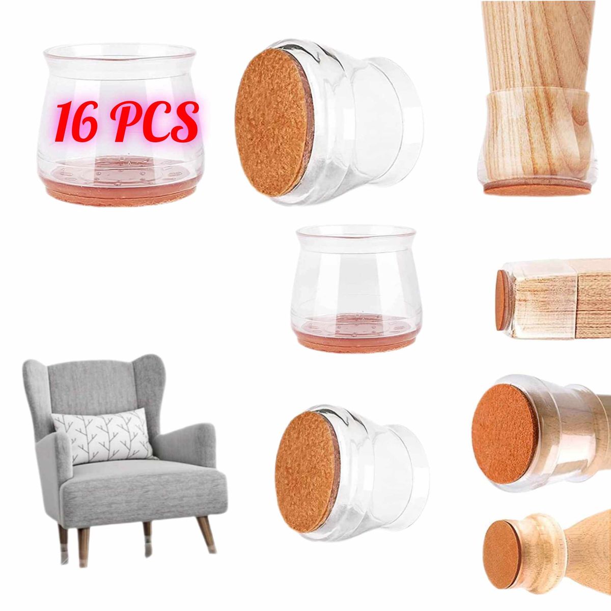 GENERICO - Protectores Pata Muebles Fundas forro patas Silla en Silicona L X16pcs