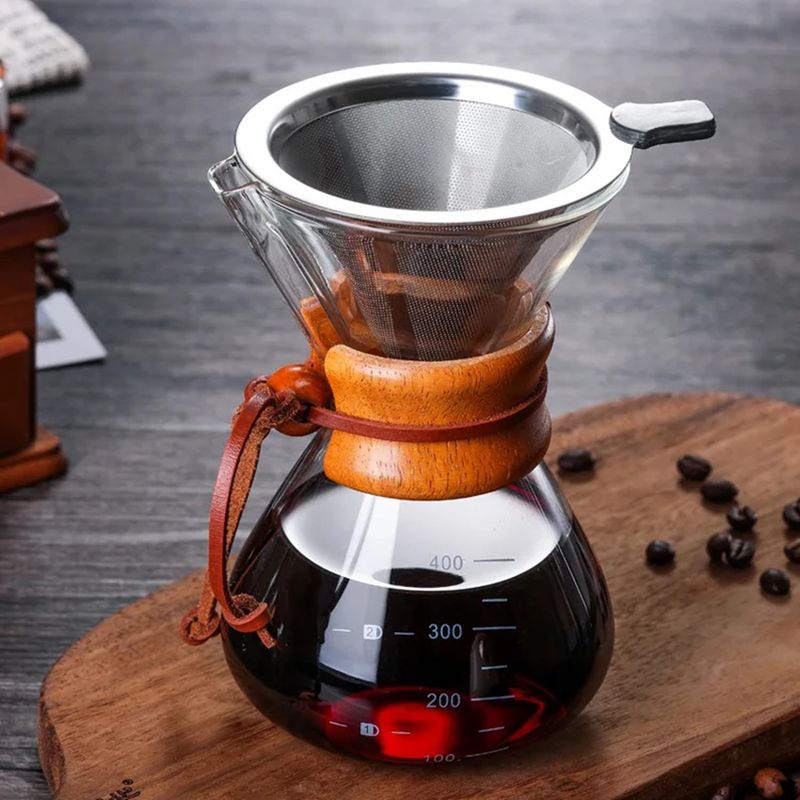 GENERICO - Cafetera Chemex 400 Ml Vidrio Borosilicato + Filtro Acero