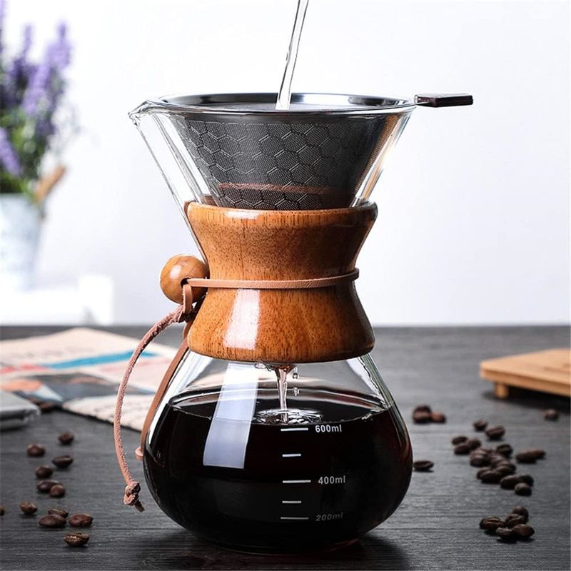 GENERICO - Cafetera Chemex 600 Ml Vidrio Borosilicato + Filtro Acero