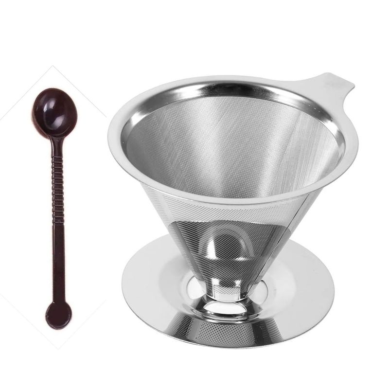 GENERICO - Método V60 Filtrado En Acero Inoxidable Con Base - 6 Tazas