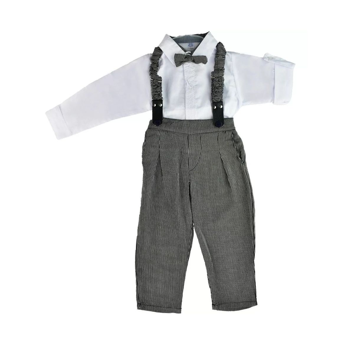MUNDO BEBE - Conjunto Traje Bautizo Para Niño Tirantes Corbatín Y Boina