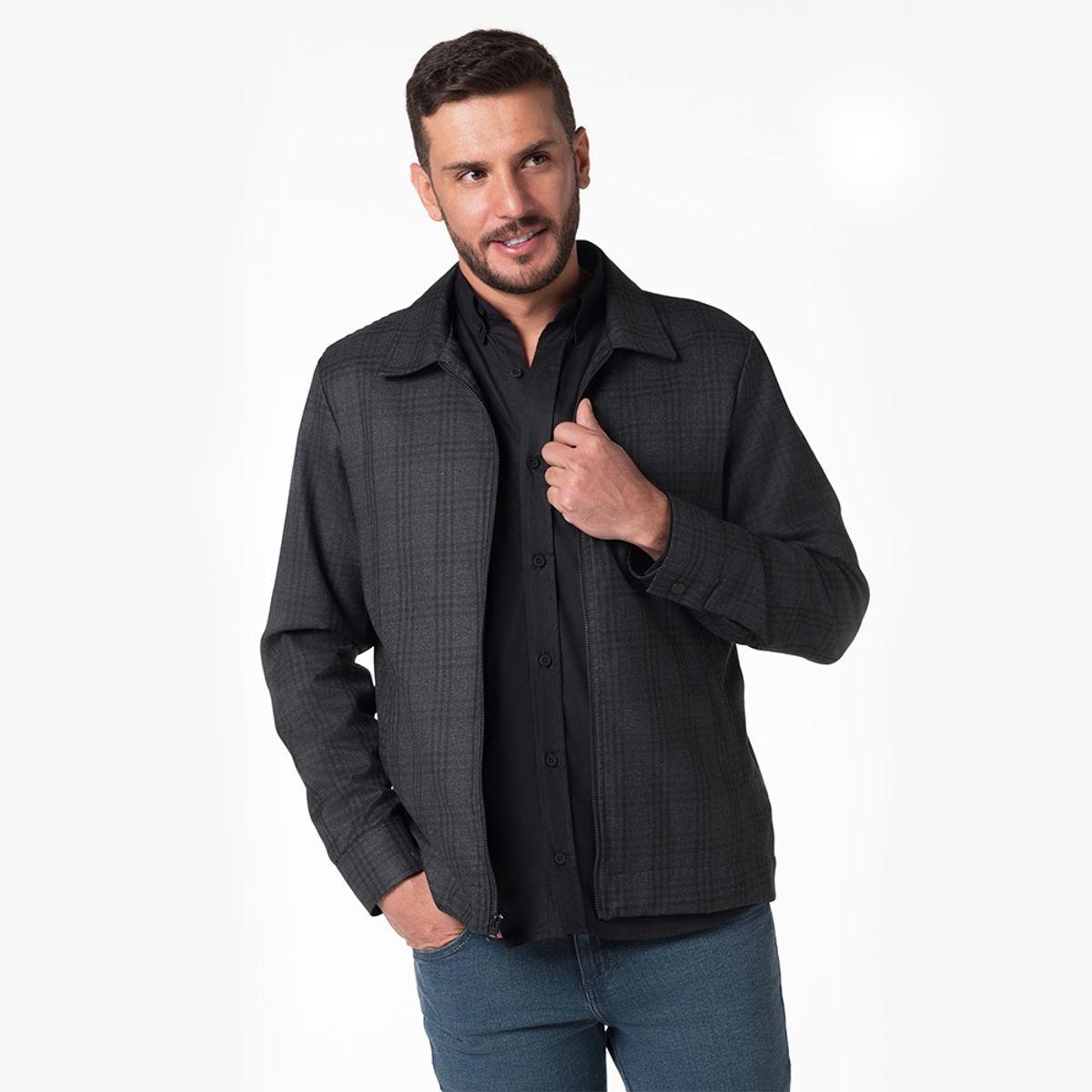 LEC LEE - Chaqueta cuadros para hombre Lec Lee - Gris