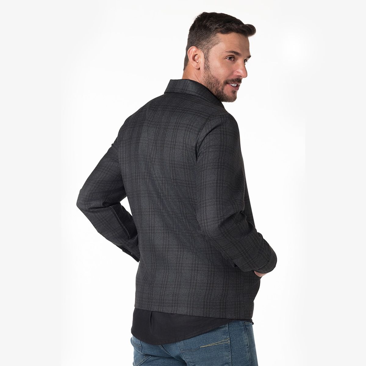 LEC LEE - Chaqueta cuadros para hombre Lec Lee - Gris