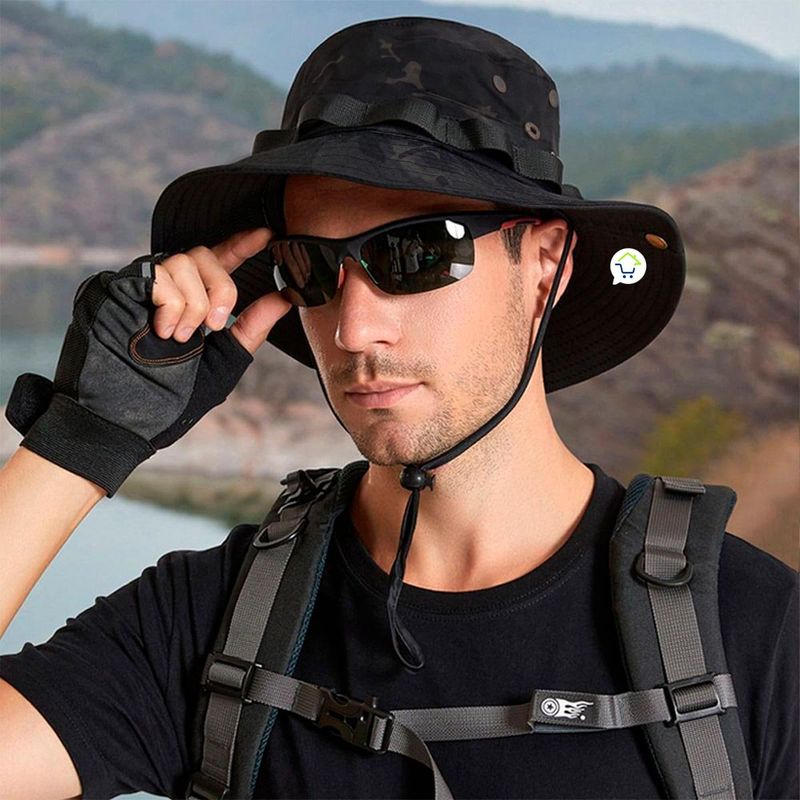 COMPRALOENCASA COM - Sombrero boonie militar camping pavas unisex color negro