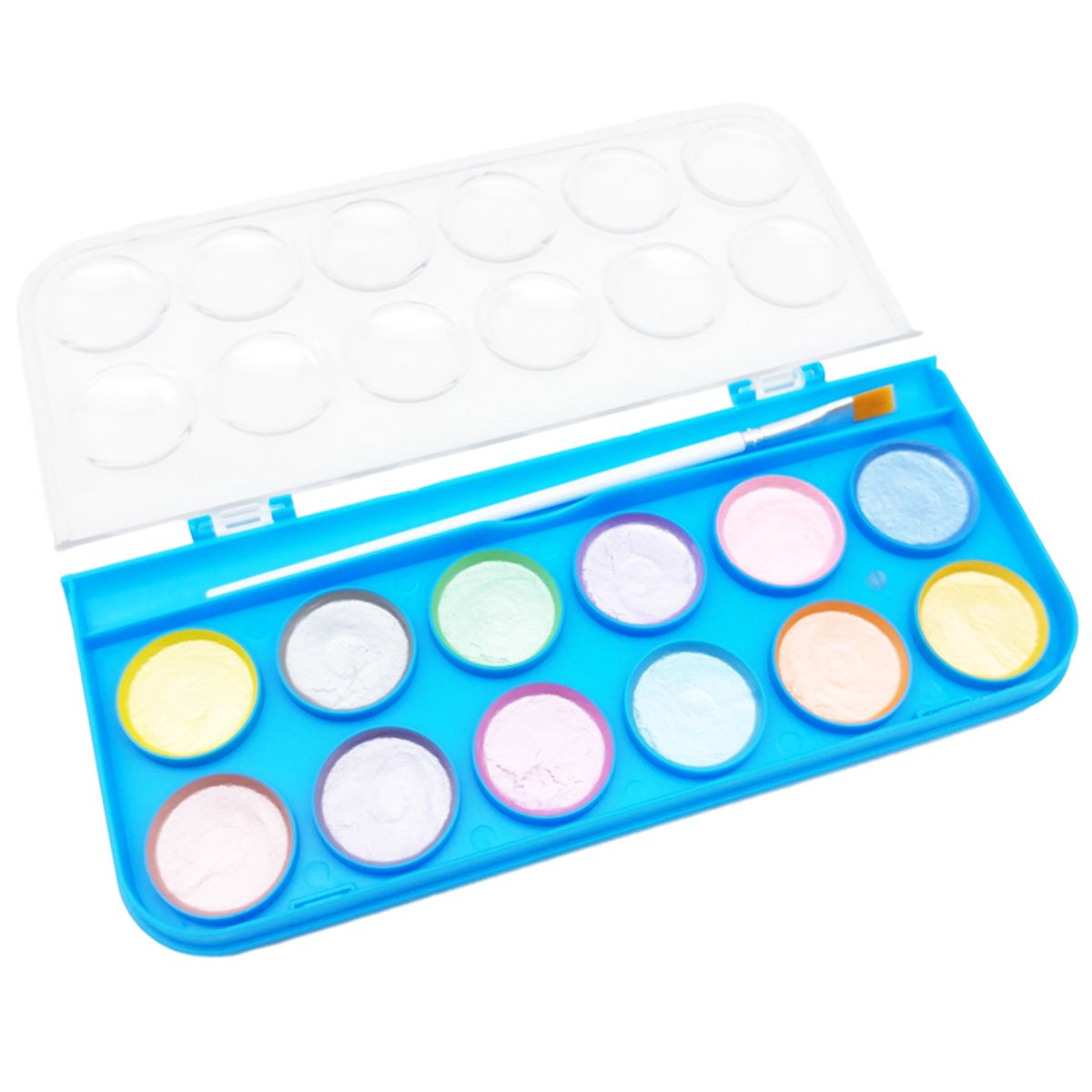 KEYROAD - Acuarelas metalizadas Estuche Plástico + Pincel x 12 Colores