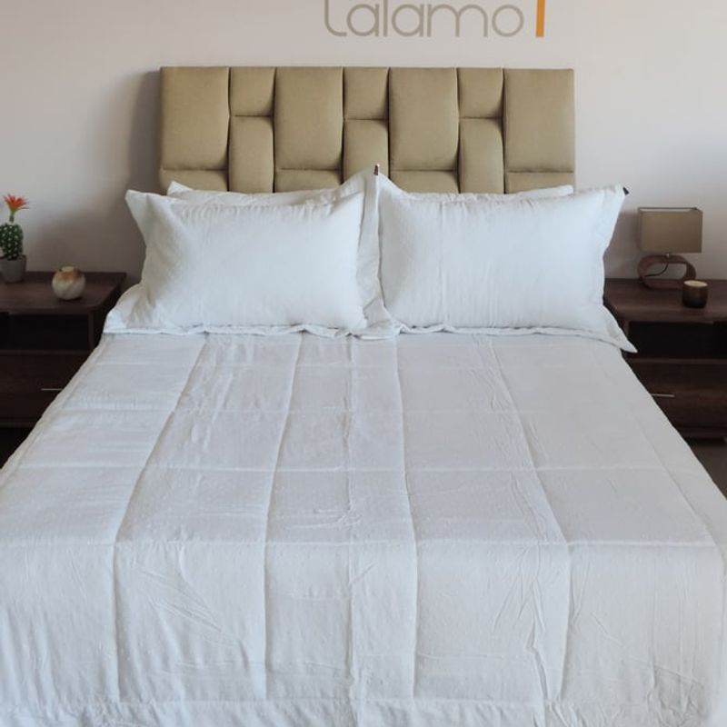 TALAMO HOGAR - Juego de edredón lino plumeti SEMIDOBLE