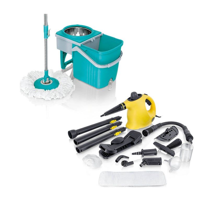 ENERGY PLUS - Combo: Limpiador a Vapor 15 en 1 + Trapero Giratorio 360