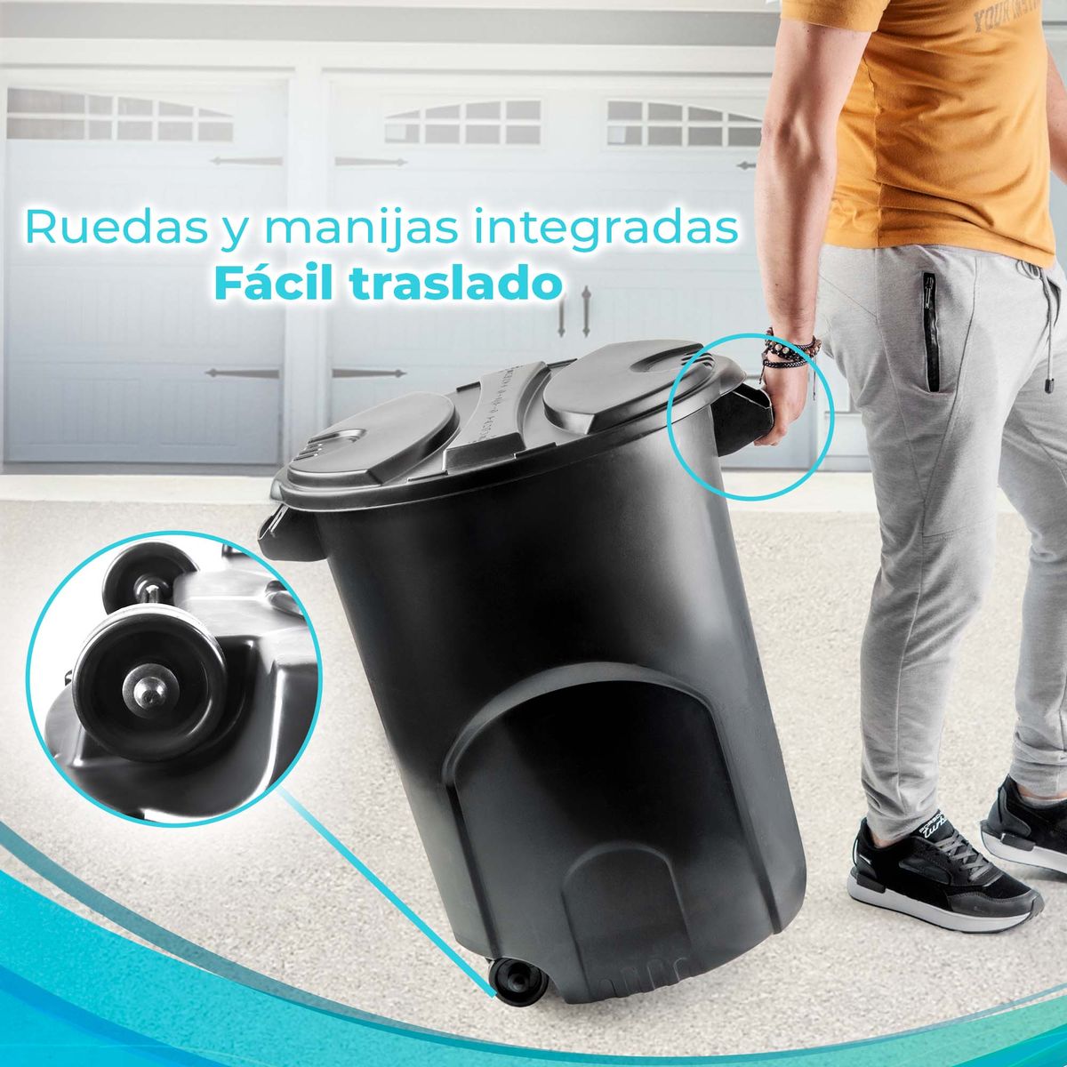 ENERGY PLUS - Caneca Tanque Grande 120L con Ruedas y Tapa Almacenar agua