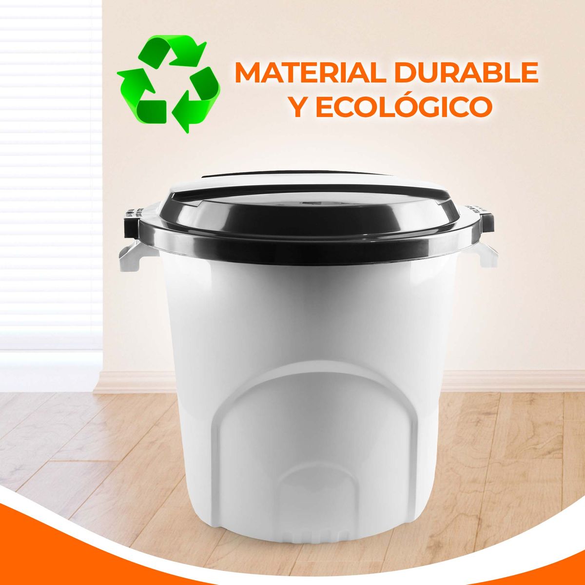 ENERGY PLUS - Caneca Tanque Multiuso Plástico 50 Litros con Tapa y Manijas