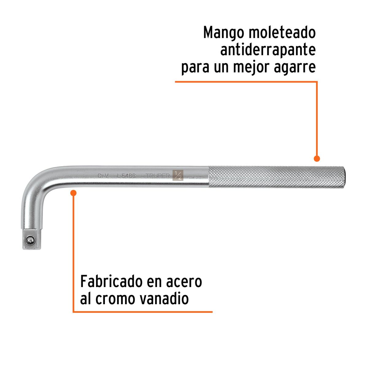 TRUPER - Palanca de fuerza en L de 1/2 media largo 9 pulg 23cm Truper original