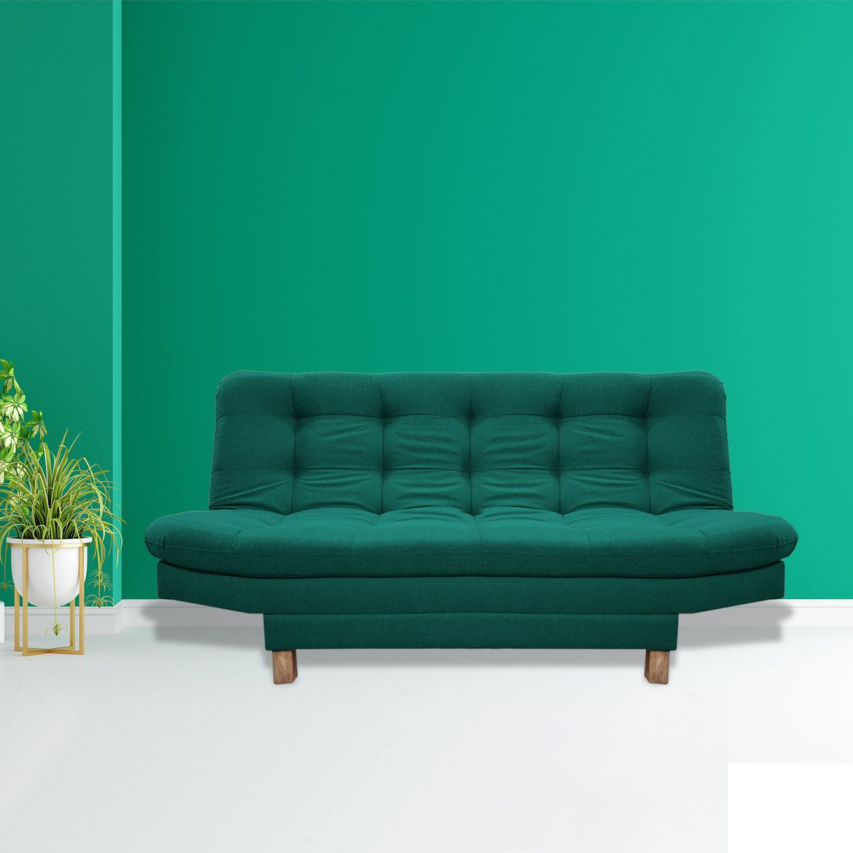 GENERICO - Sofacama Widmer 3 Posiciones Verde + Cojines Decorativos