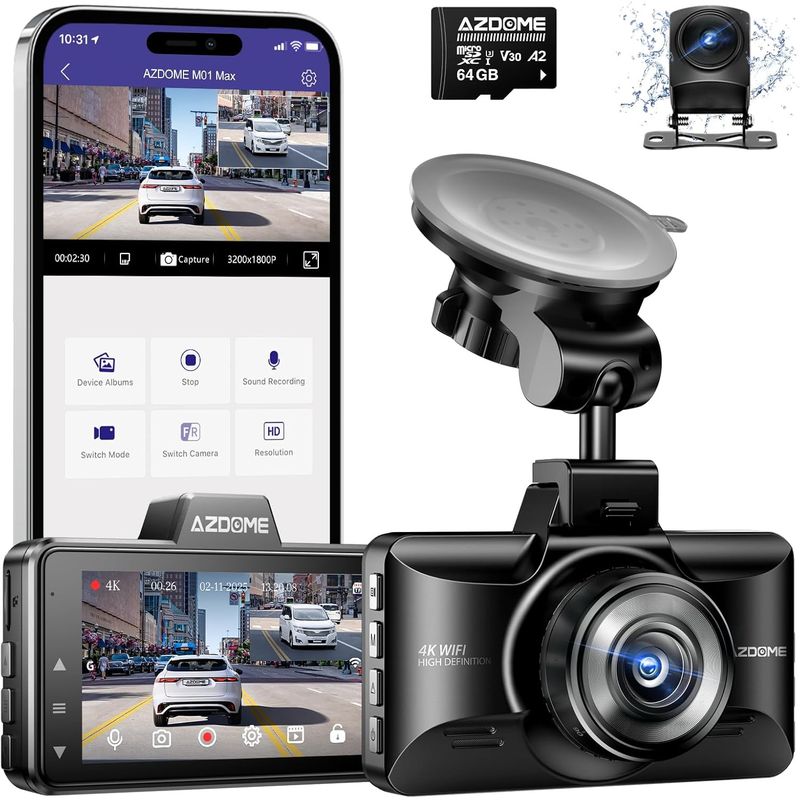 GENERICO - Azdome M01 Max 4k Dashcam Camara Carro Dual Con Memoria