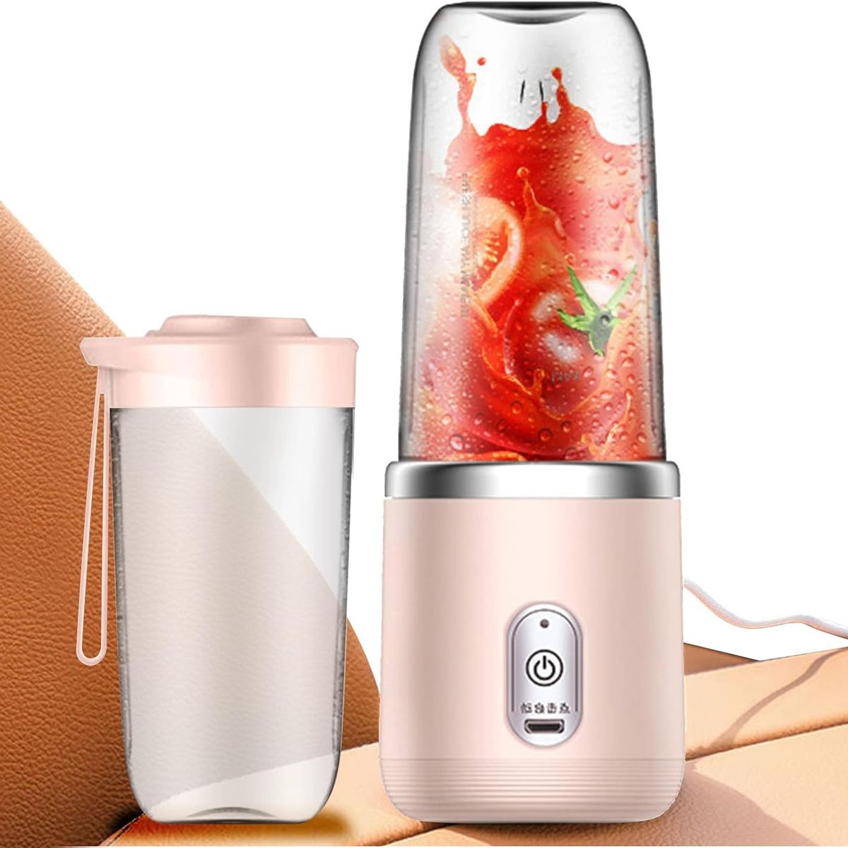 GENERICO - Licuadora Automática de 6 cuchillas Portátil Carga USB Rosa