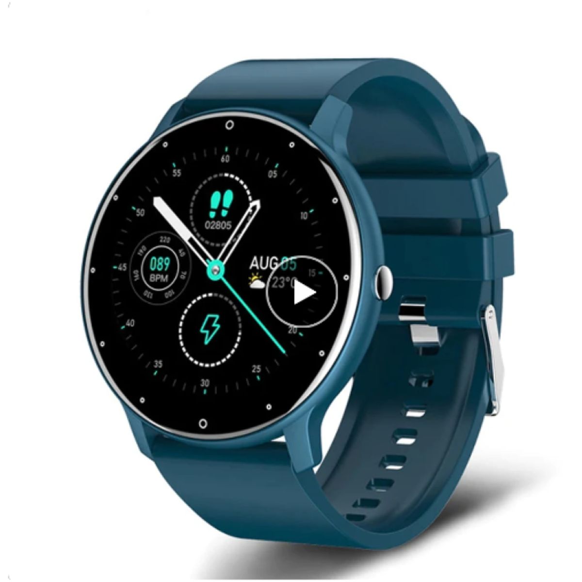GENERICO - Smartwatch Genérica Zl02 Caja Blanca Malla Azul De Silicona