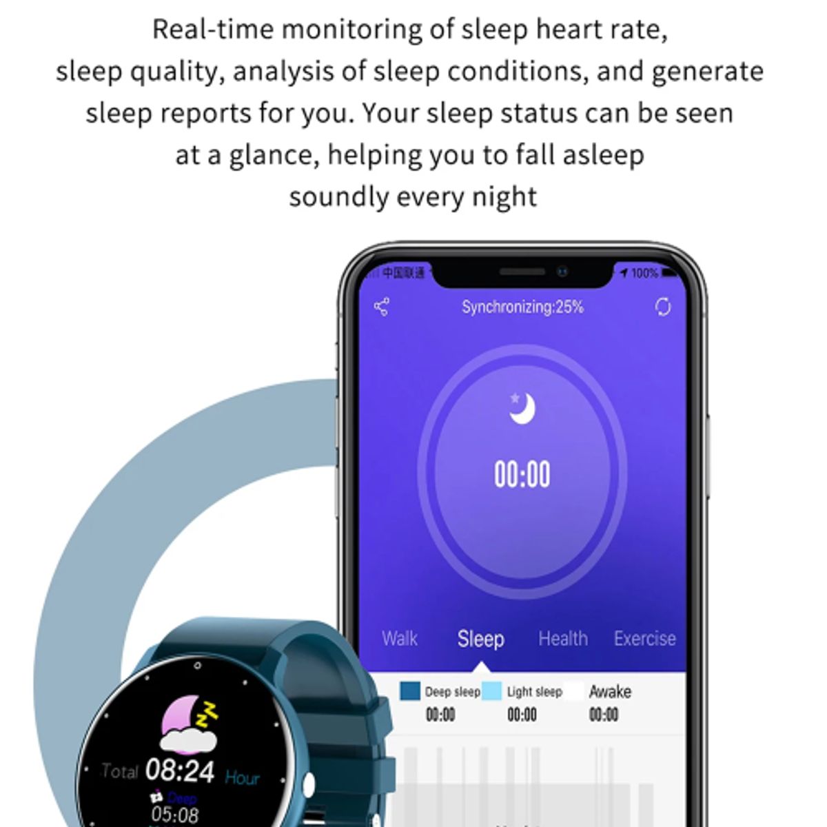 GENERICO - Smartwatch Genérica Zl02 Caja Blanca Malla Azul De Silicona