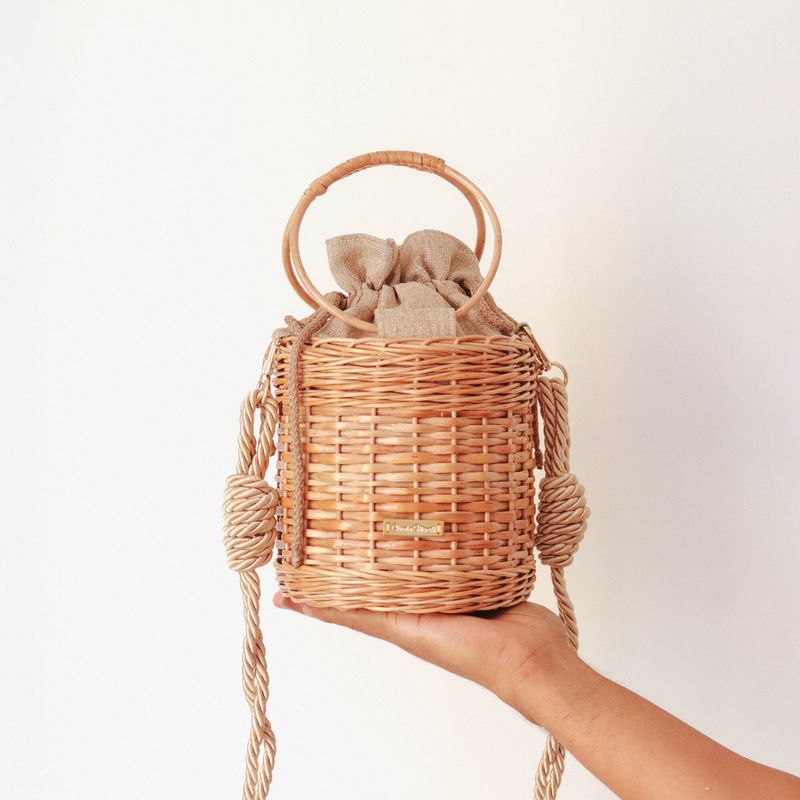 CLAUDIA MORELLI DISEÑOS - Bolso tambo mimbre natural_.