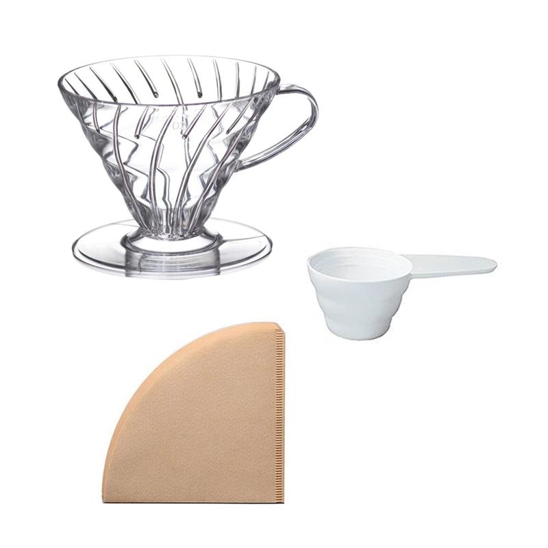 GENERICO - V60 Acrílico Café 2 Tazas Método Goteo +cuchara +40 Filtross