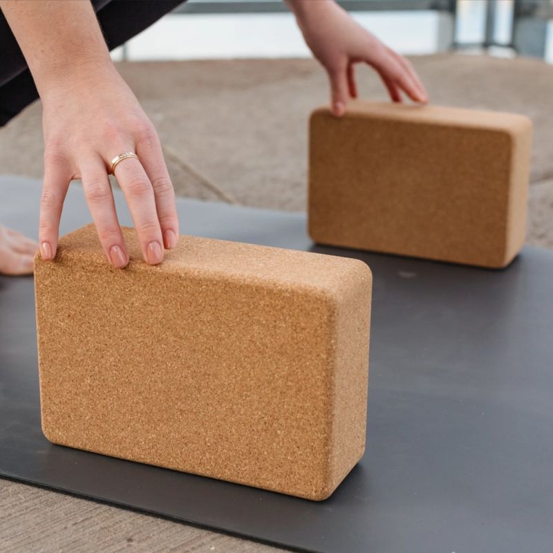 GENERICO - Bloque De Corcho Natural Cubo Para Yoga (set x 2 unidades)