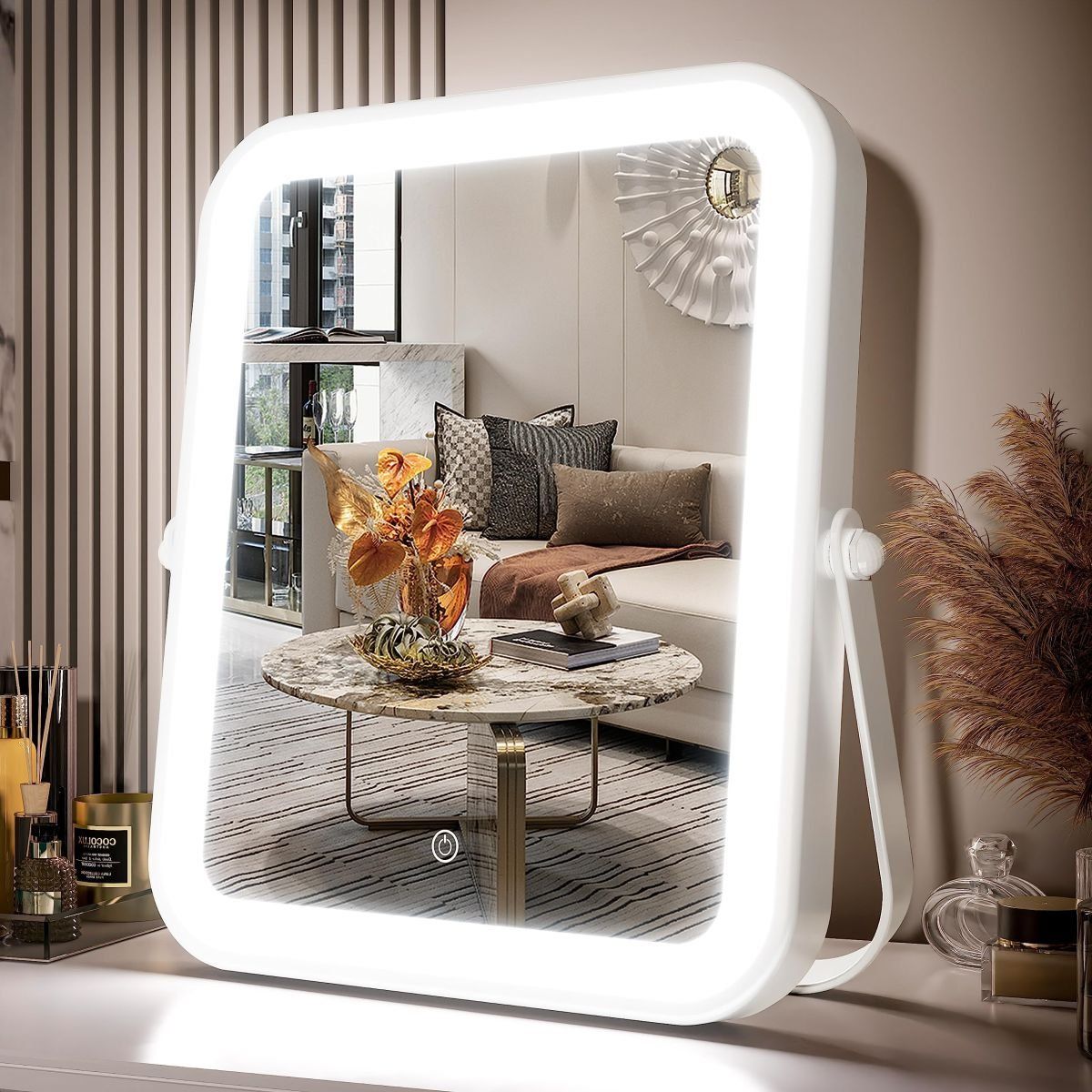 GENERICO - Espejo De Maquillaje Tocador Luz Led Recargable Ajustable