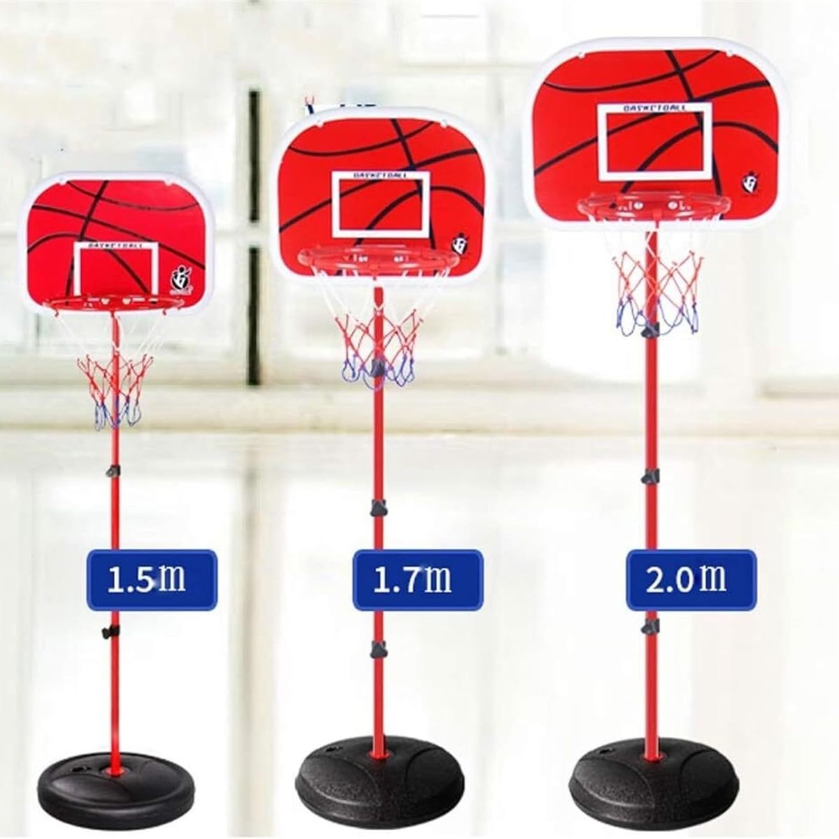 MARKET TOYS - Cancha Baloncesto + Malla + Balón + Inflador Metálica