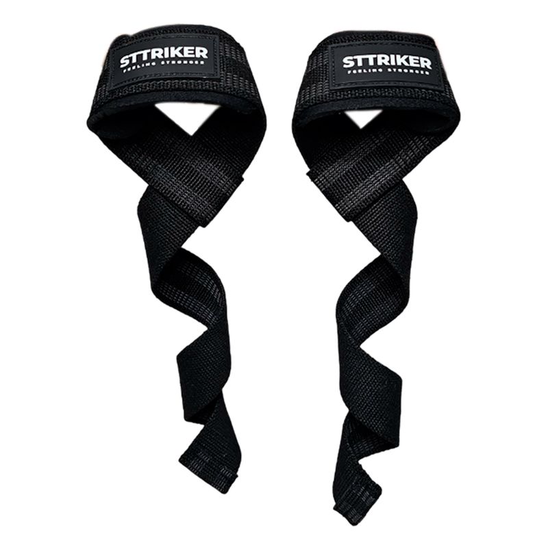 GENERICO - Kit X2 Straps Levantamiento Pesas Correas Gimnasio NEGRO AMA