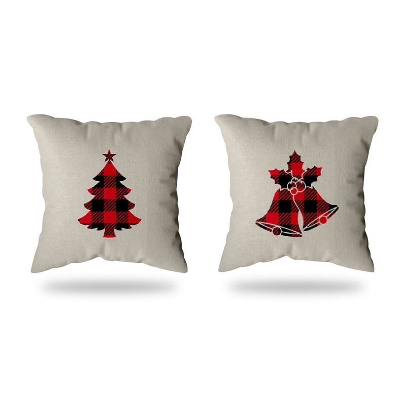 TALAMO HOGAR - Dúo forros de cojín estampado navidad arbolcampana
