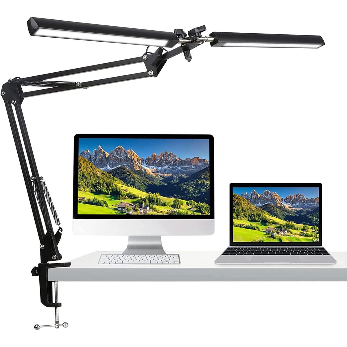 ONE PIXEL - Lampara De Escritorio Doble Con Ajuste De Brillo Computador