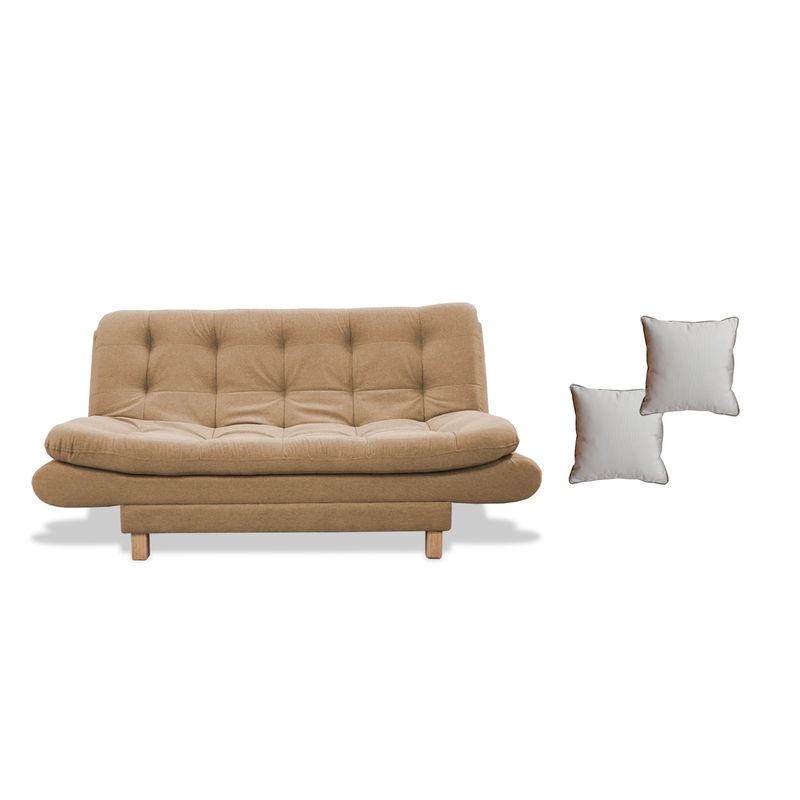 GENERICO - Sofacama Lehmann 3 posiciones Reclinable Camel + Cojines Decorativos